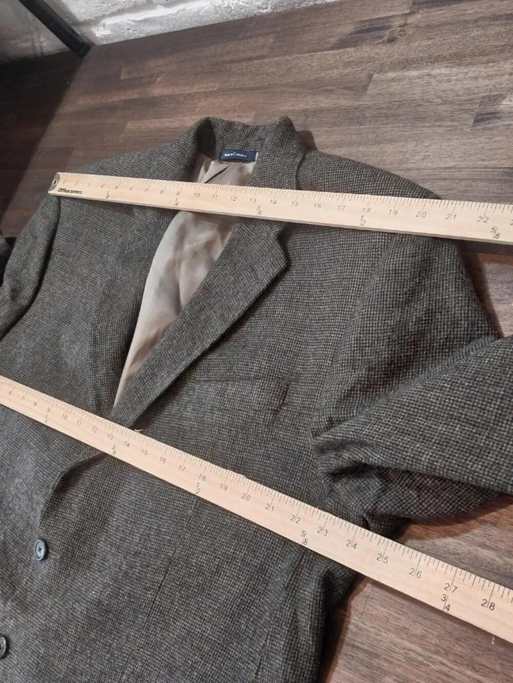 Chaps Ralph Lauren Blazer 100% Pure Wool 50R Brown Houndstooth Jacket Sport Coat
